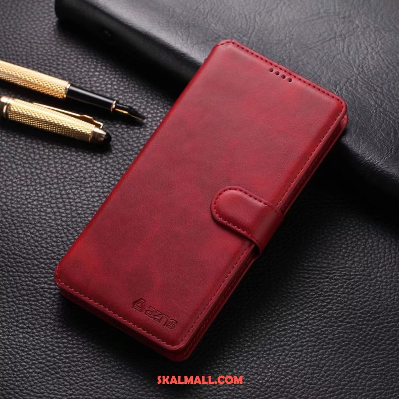 Xiaomi Redmi Note 8 Pro Skal Röd Mobil Telefon Läderfodral Clamshell Liten Till Salu