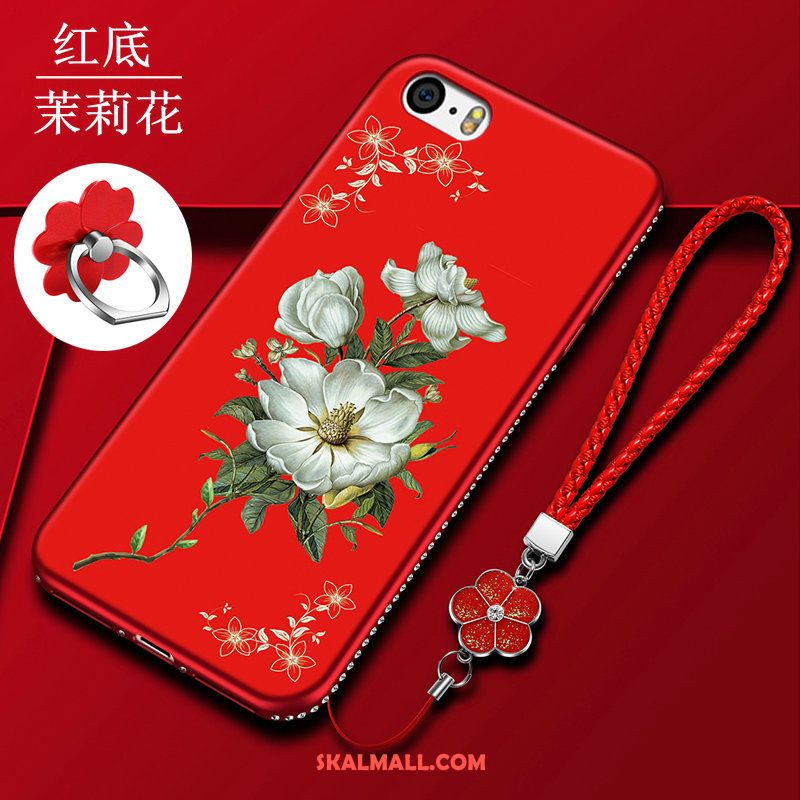 iPhone 5 / 5s Skal Mobil Telefon Röd Nubuck Personlighet Blommor Online