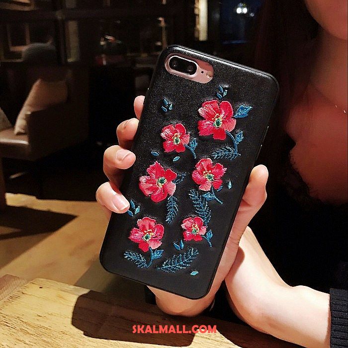 iPhone 8 Plus Skal Blommor Broderi Rose Mobil Telefon Grön Köpa