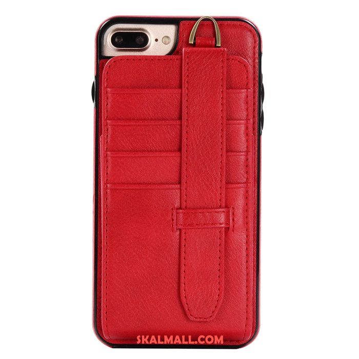 iPhone 8 Plus Skal Plånbok Business Mobil Telefon Läderfodral Röd Fodral Billigt