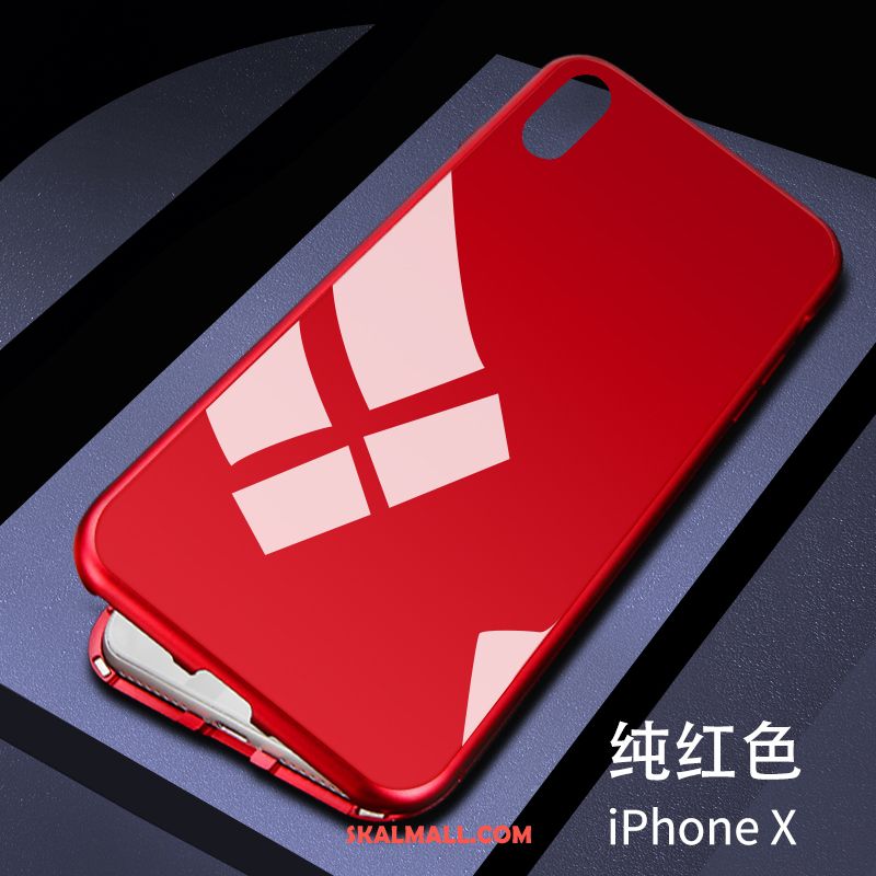 iPhone X Skal Net Red Mobil Telefon Metall Transparent Magnetic Billig