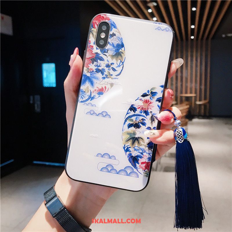 iPhone Xs Max Skal Grön Glas Blå Kinesisk Stil Blommor Fodral Köpa