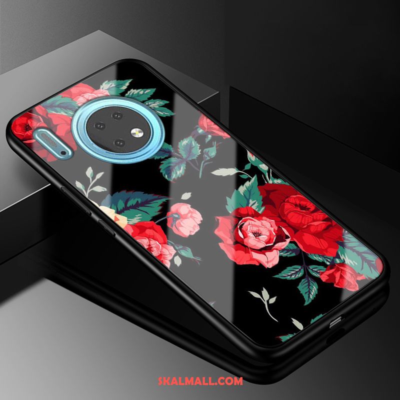 Huawei Mate 30 Skal Net Red Svart Glas Rose Trend Varumärke Fodral Butik