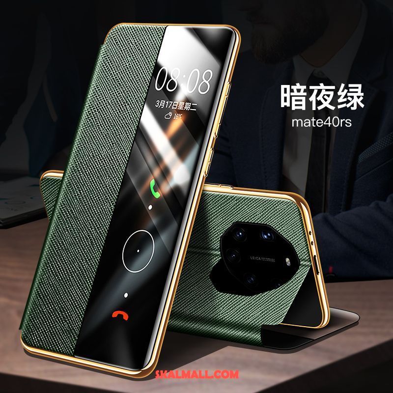 Huawei Mate 40 Rs Skal Läderfodral Clamshell Mobil Telefon Fallskydd Grön Billiga