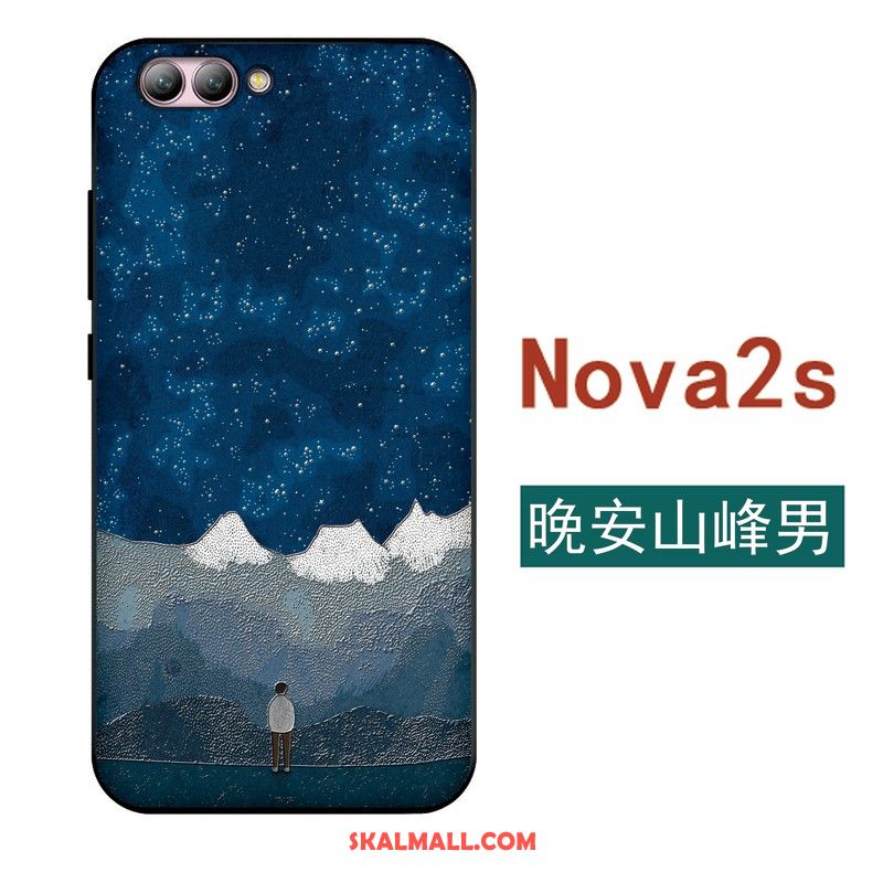 Huawei Nova 2s Skal Blå Par Mobil Telefon Enkel Nubuck Rea