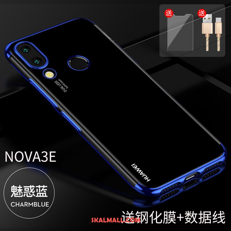 Huawei Nova 3e Skal Slim Transparent Trend Blå Skydd Fodral Billig