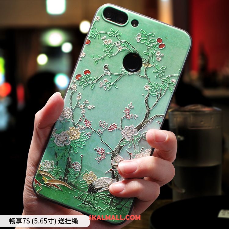 Huawei P Smart Skal Fallskydd Silikon Mobil Telefon Grön Kinesisk Stil Billiga