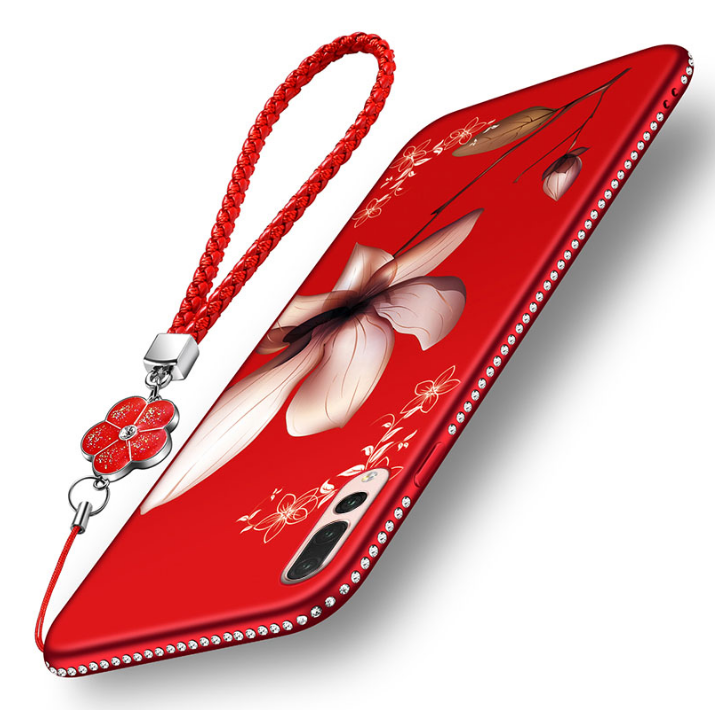 Huawei P20 Pro Skal Mjuk Mobil Telefon Röd Med Strass Fallskydd Billigt