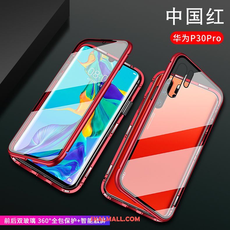 Huawei P30 Pro Skal Fallskydd Röd All Inclusive Metall Glas Billigt
