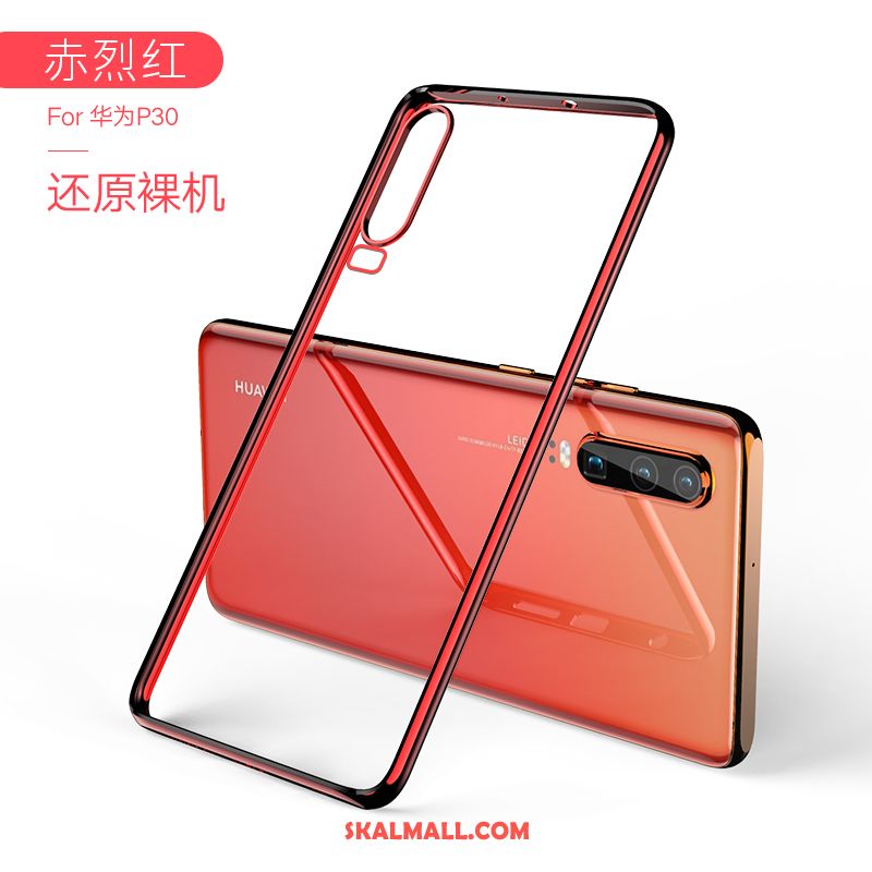 Huawei P30 Skal Slim Röd Transparent All Inclusive Fallskydd Köpa