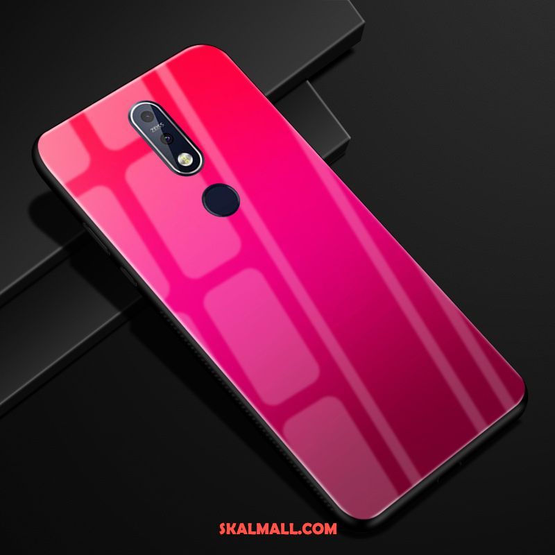 Nokia 7.1 Skal Ren Purpur Röd Glas Skydd Billiga