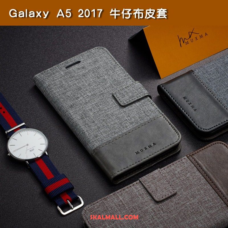Samsung Galaxy A5 2017 Skal Kort Denim Support Mörk Mobil Telefon Rea