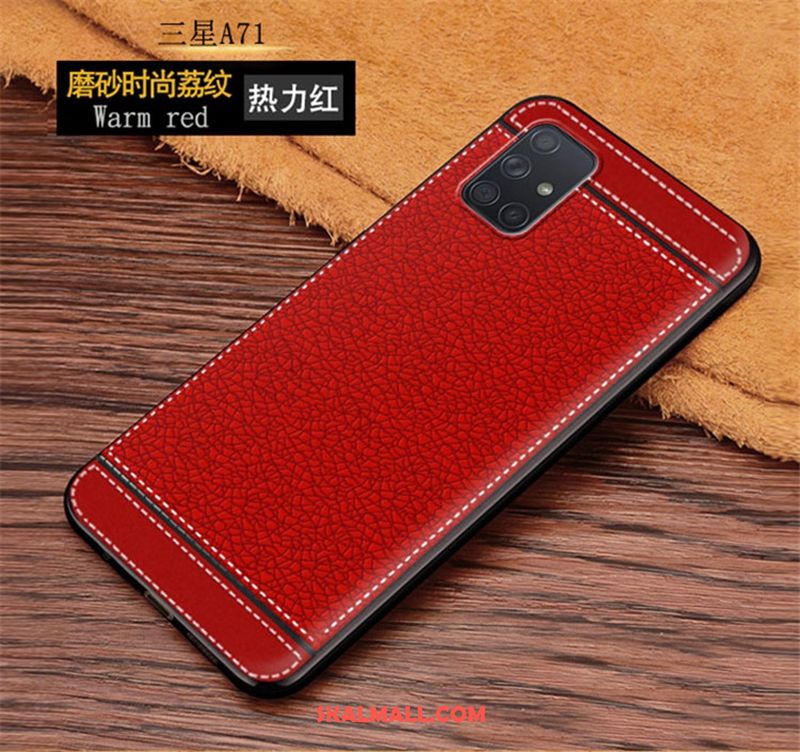 Samsung Galaxy A71 Skal Litchi Stjärna Mobil Telefon Skydd Röd Butik