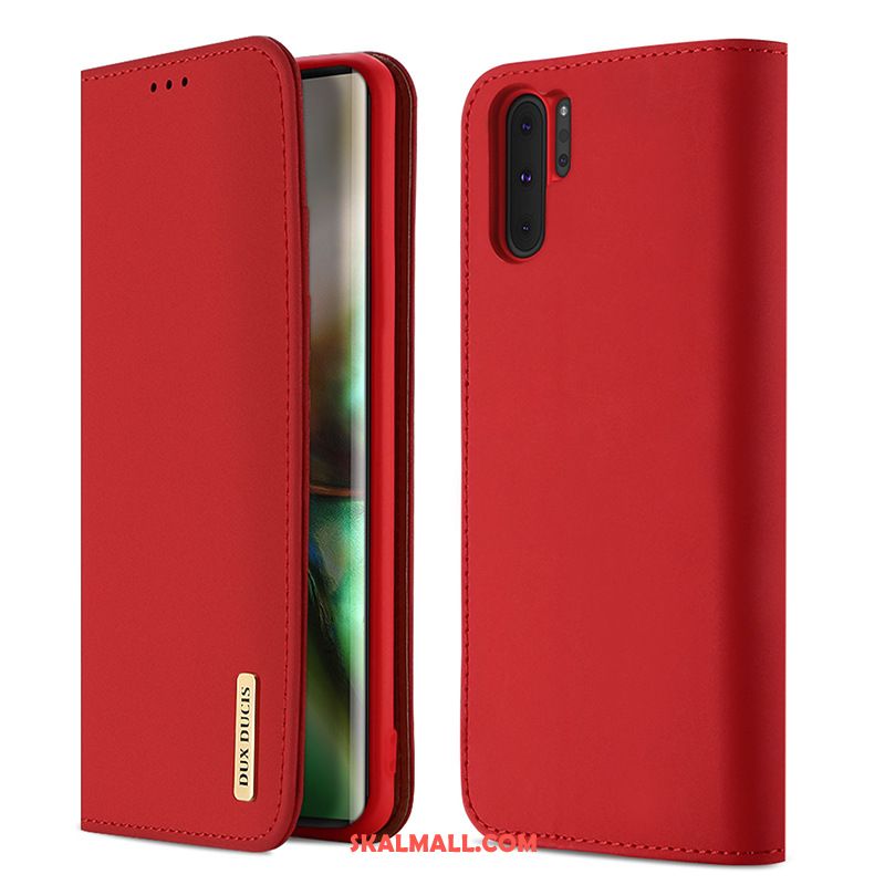 Samsung Galaxy Note 10+ Skal Röd Läderfodral Mobil Telefon Stjärna På Rea