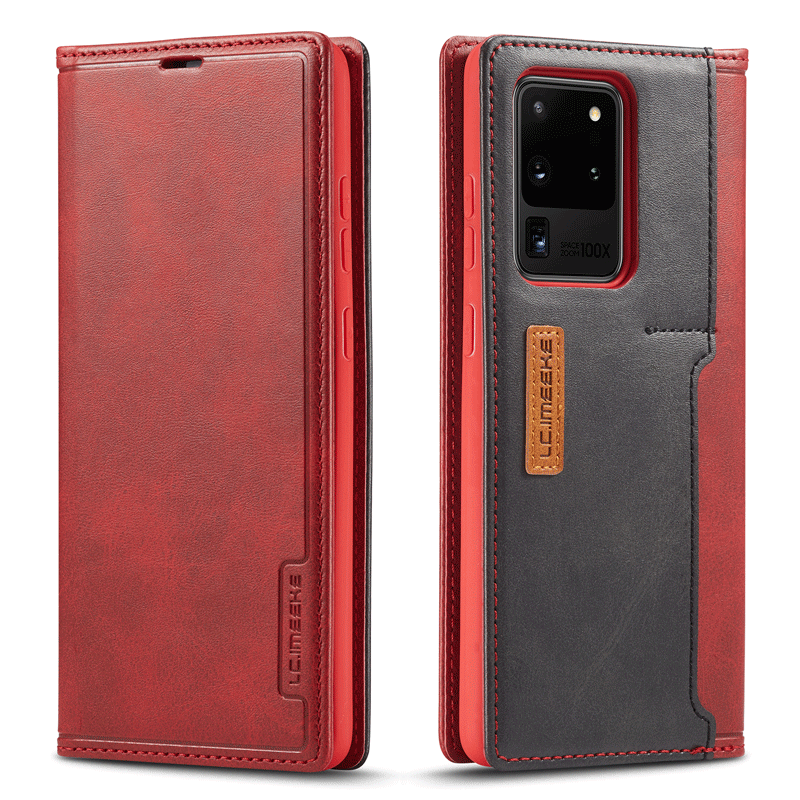 Samsung Galaxy S20 Ultra Skal Pu Skärmskydd Film Mobil Telefon All Inclusive Röd Till Salu