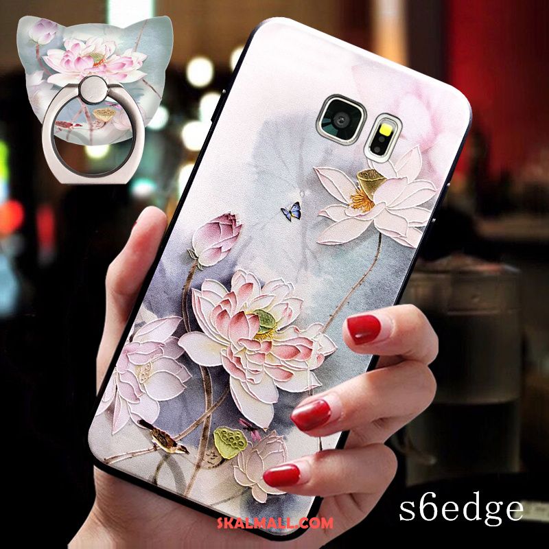 Samsung Galaxy S6 Edge Skal Mjuk Silikon Rosa Lättnad Stjärna Billigt