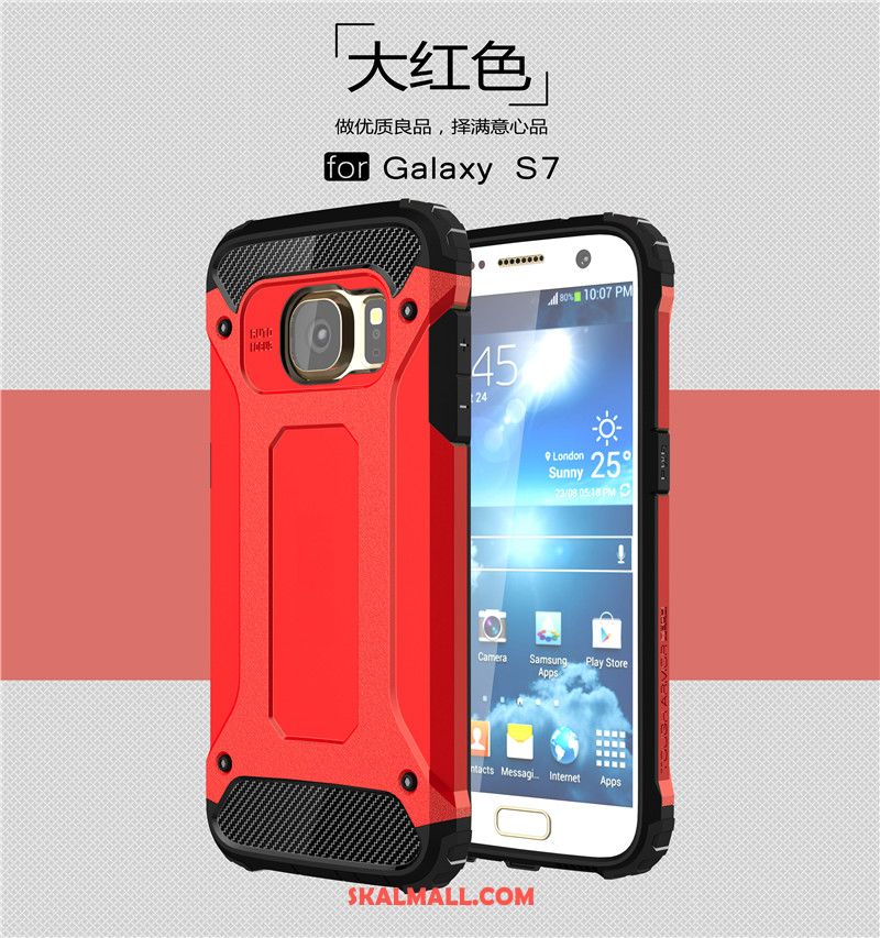 Samsung Galaxy S7 Skal Skydd Mobil Telefon Armor Stjärna Röd Billigt
