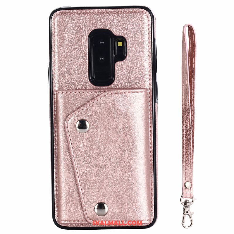 Samsung Galaxy S9+ Skal Mobil Telefon Rosa Guld Läderfodral Kort Väska Hängsmycken Billigt