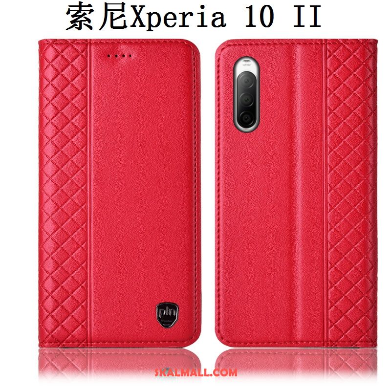 Sony Xperia 10 Ii Skal Läderfodral Täcka Fallskydd Mobil Telefon Röd På Nätet