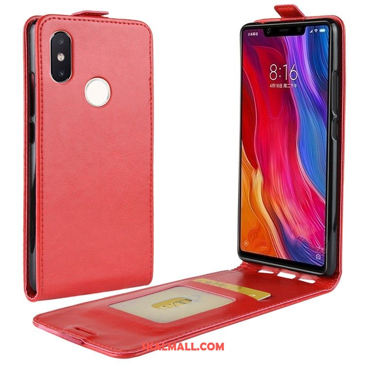 Xiaomi Mi 8 Se Skal Täcka Läderfodral Liten Mobil Telefon Röd Billigt