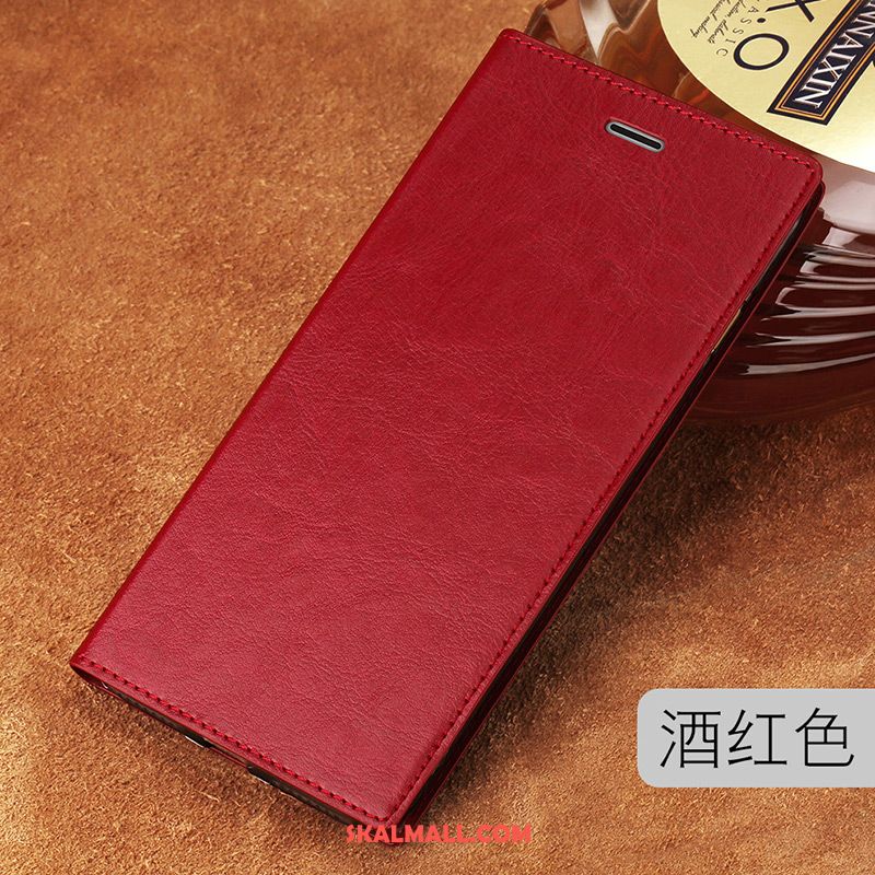 Xiaomi Redmi 6a Skal Kvalitet Mobil Telefon Högt Utbud Vinröd Äkta Läder Till Salu