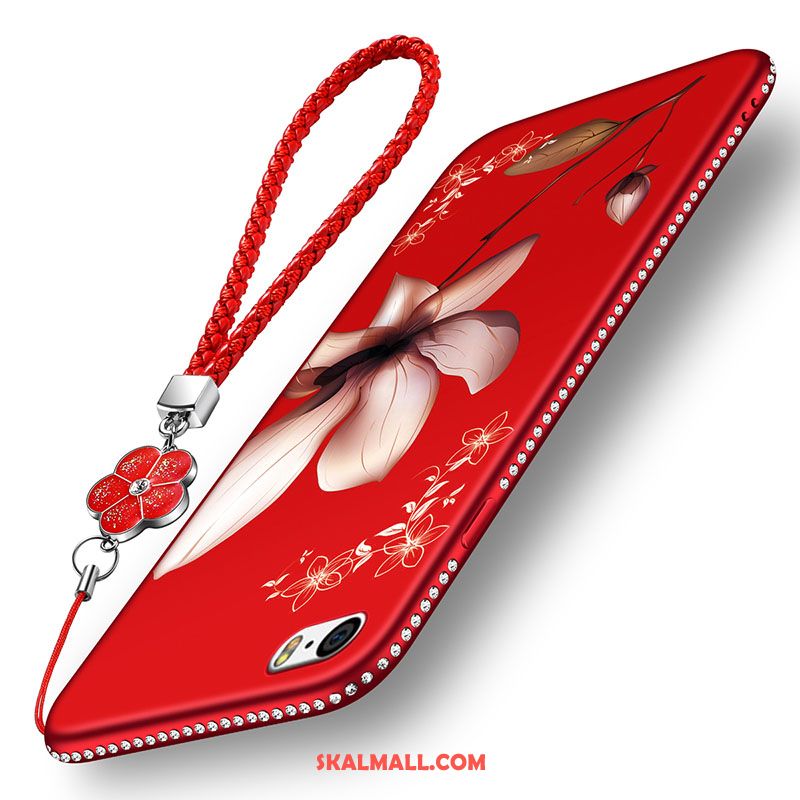 iPhone 5 / 5s Skal Mobil Telefon Röd Nubuck Personlighet Blommor Online