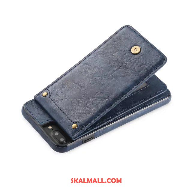 iPhone 8 Plus Skal Blå Kort Väska Läderfodral Löstagbar Mobil Telefon Rea