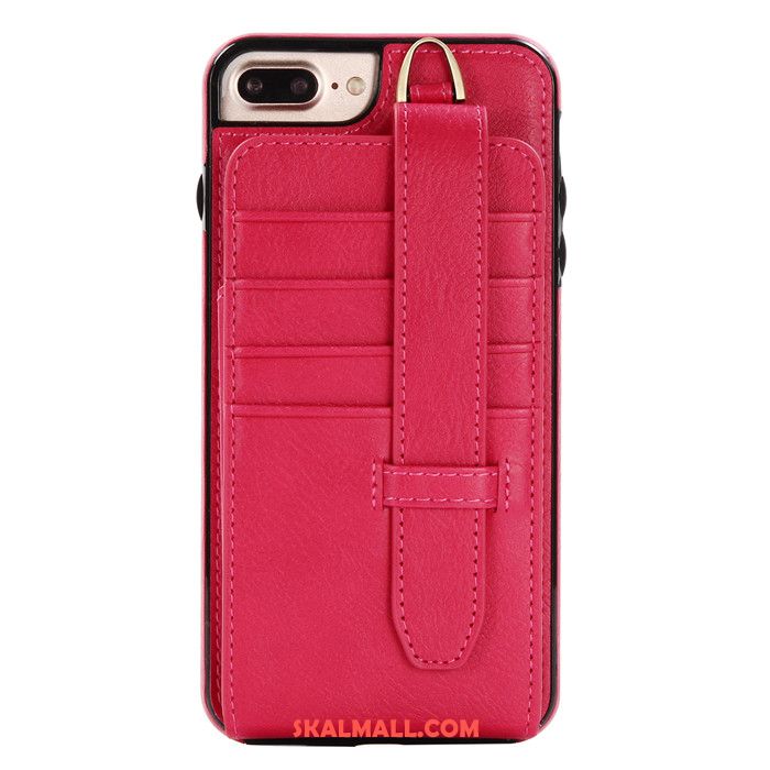iPhone 8 Plus Skal Plånbok Business Mobil Telefon Läderfodral Röd Fodral Billigt