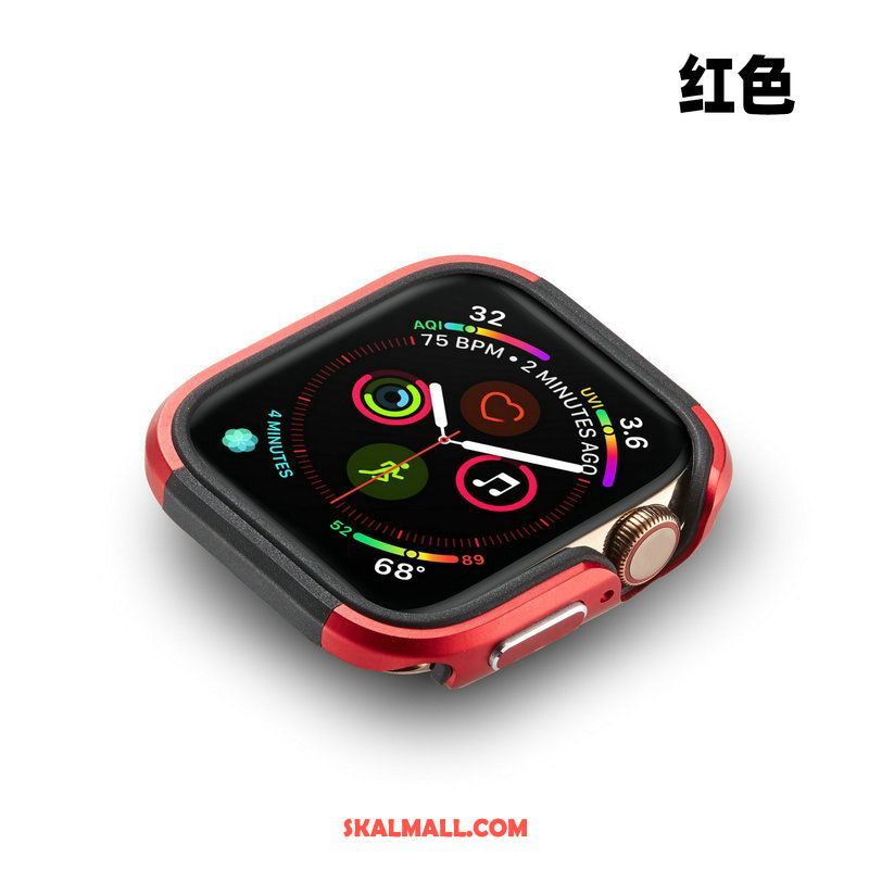 Apple Watch Series 5 Skal Skydd Metall Blå Frame Fallskydd På Rea