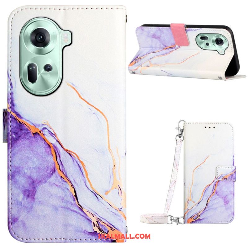 Fodral För Oppo Reno 11 5g Axelrem I Marmor