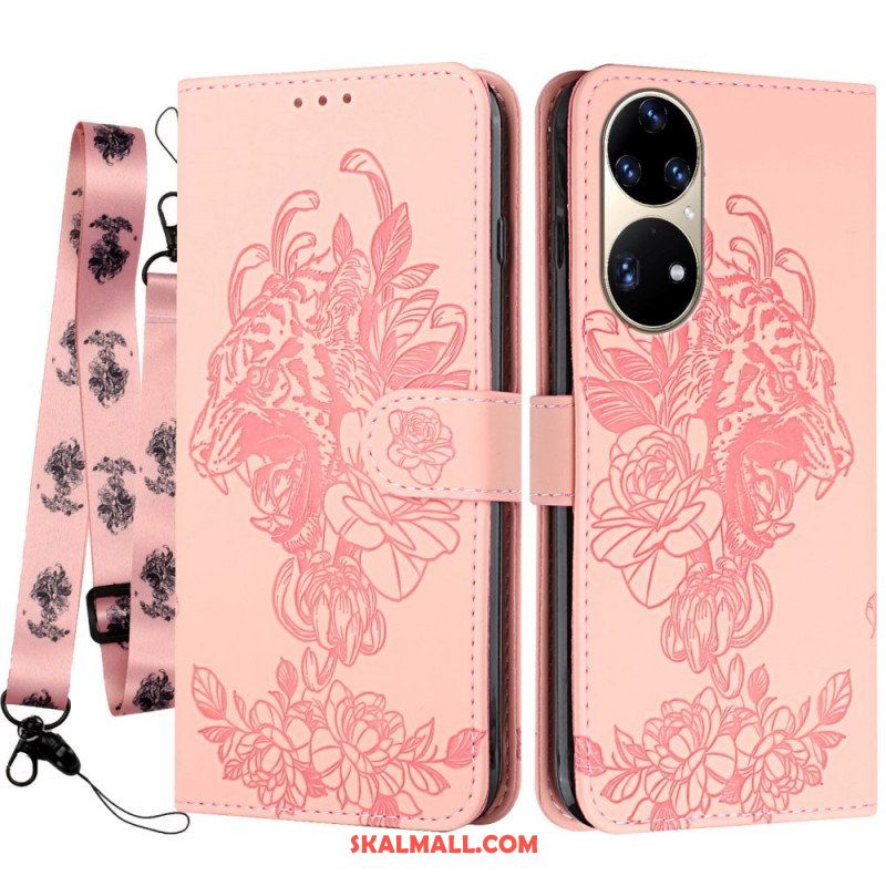 Fodral Huawei P50 Pro Med Kedjar Barock Strappy Tiger