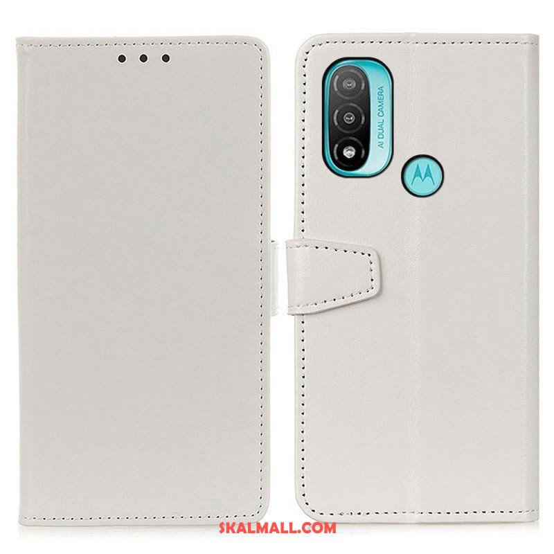 Fodral Moto E40 / E30 / E20 Enkel Glänsande Lädereffekt