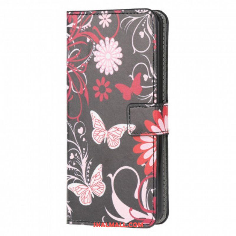 Fodral Moto G50 Fjärilar Och Blommor