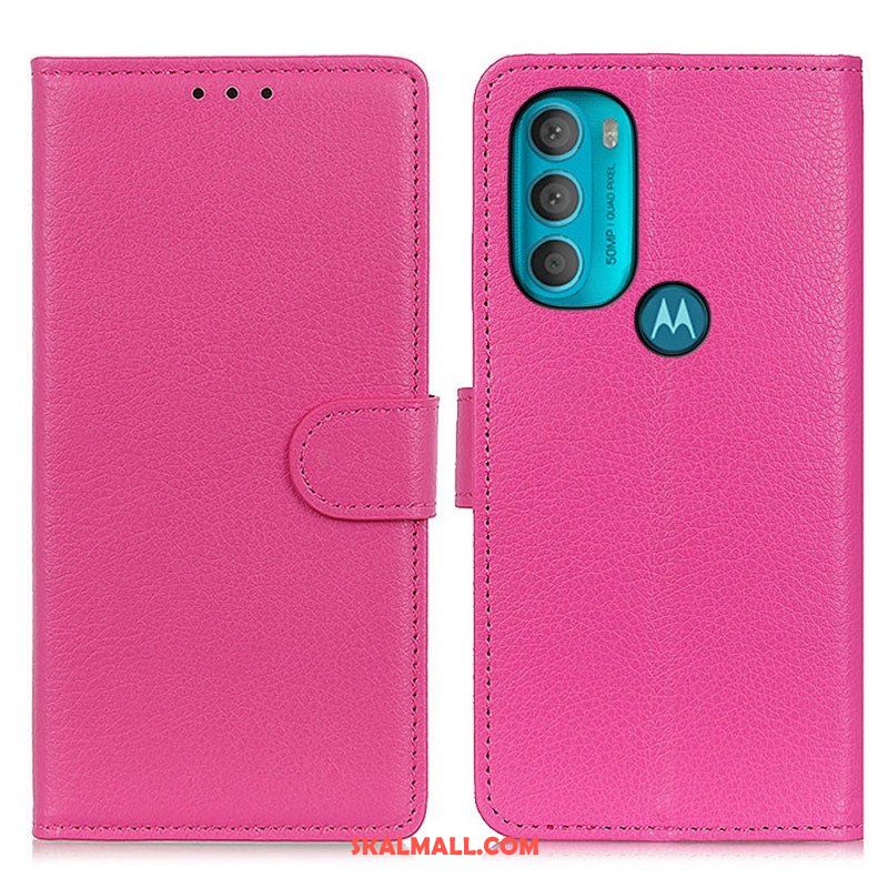 Fodral Moto G71 5G Traditionellt Litchi