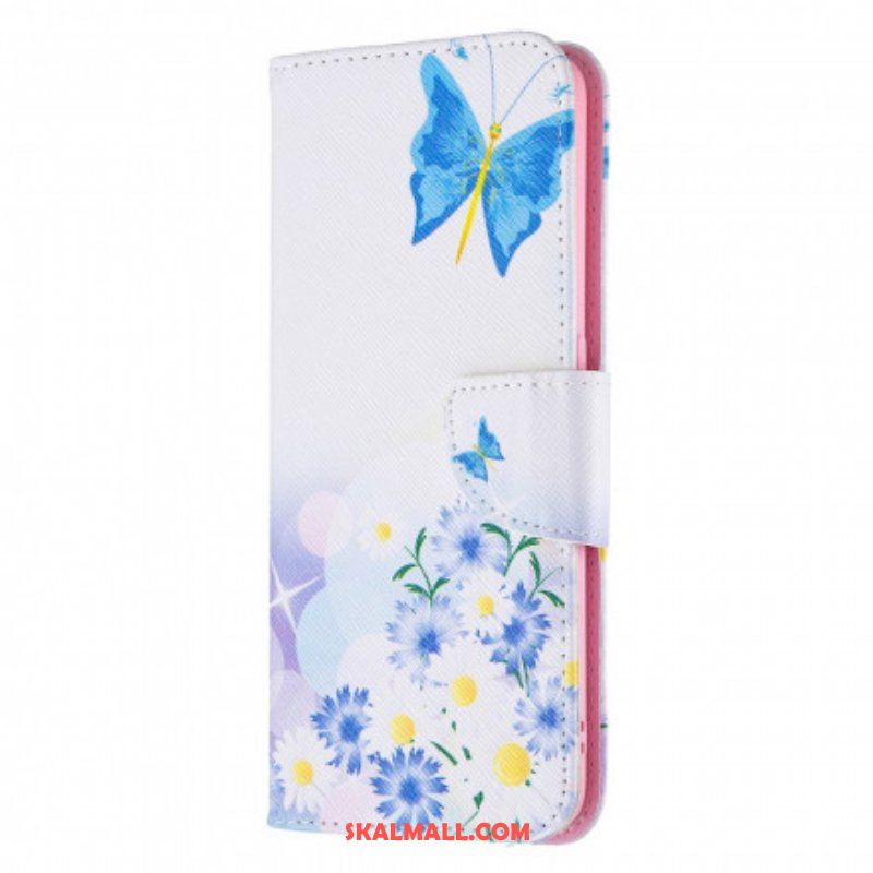 Fodral Oppo A94 5G Målade Fjärilar Och Blommor