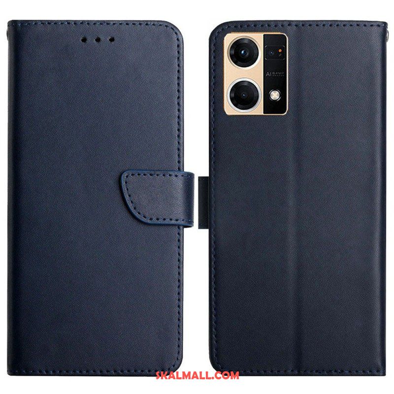 Fodral Oppo Reno 7 Äkta Nappaläder