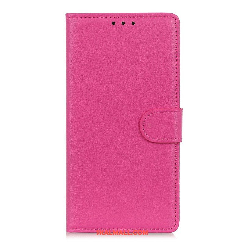 Fodral Oppo Reno 8 Lite Traditionell Litchi-läderstil