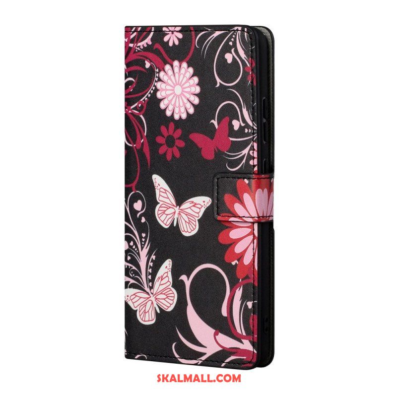 Fodral Samsung Galaxy A13 5G / A04s Fjärilar Och Blommor