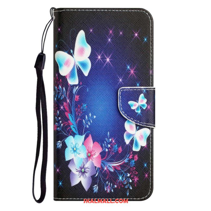 Fodral Samsung Galaxy A14 / A14 5G Med Kedjar Fairy Butterflies With Lanyard