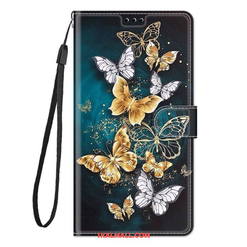 Fodral Samsung Galaxy M23 5G Med Kedjar Strap Butterflies Fan