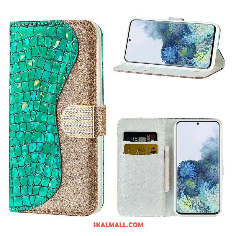 Fodral Samsung Galaxy S21 5G Krokodil Diamanter