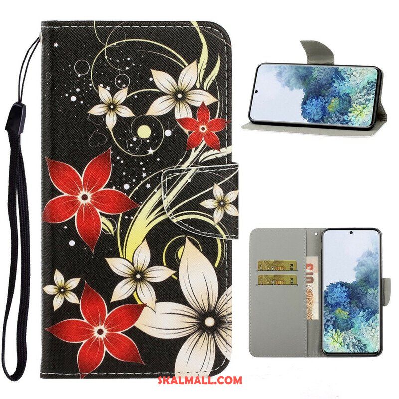 Fodral Samsung Galaxy S21 5G Med Kedjar Färgglada Strappy Blommor