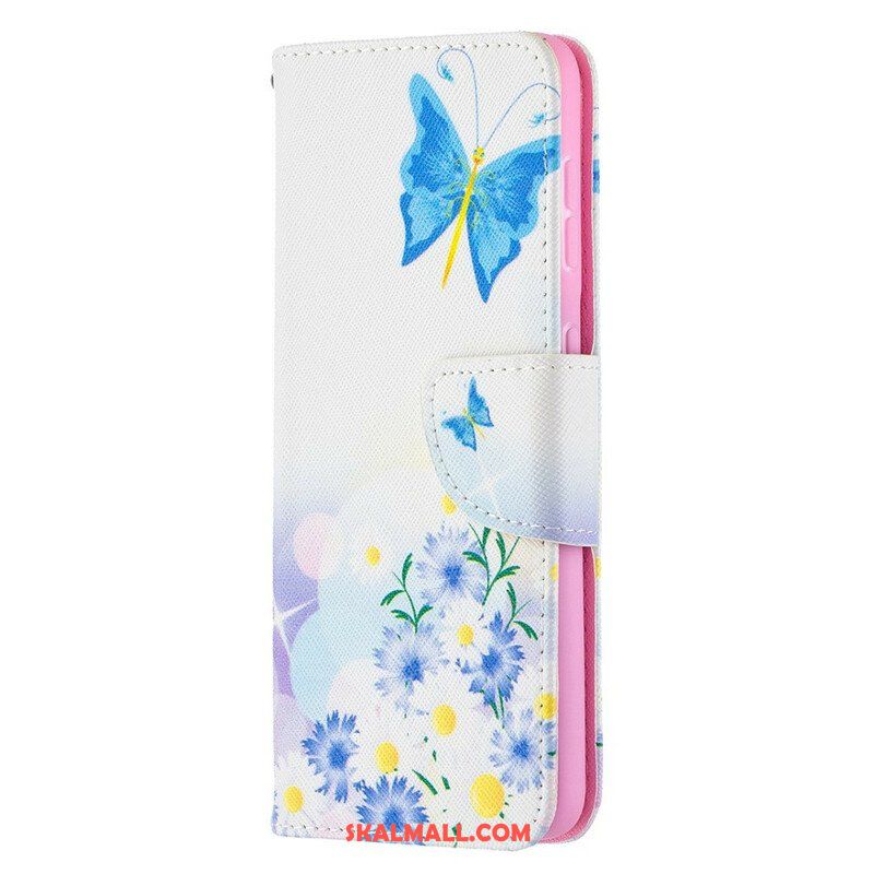 Fodral Samsung Galaxy S21 5G Målade Fjärilar Och Blommor