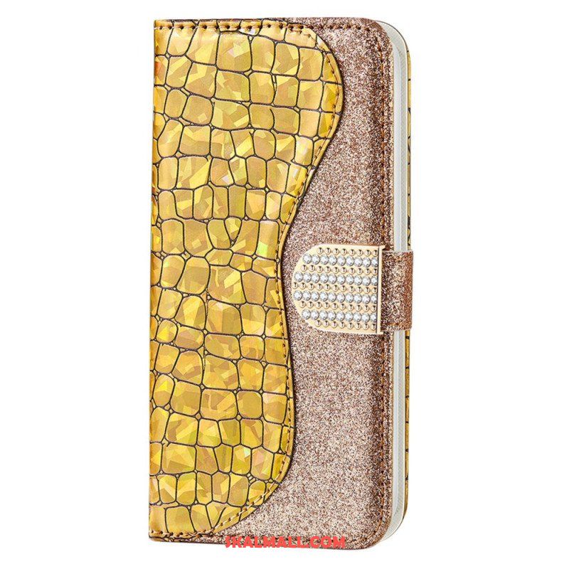 Fodral Samsung Galaxy S22 5G Krokodil Diamanter