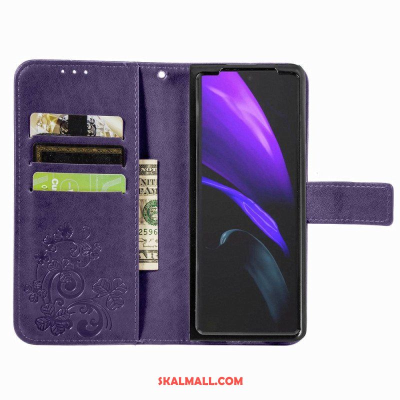 Fodral Samsung Galaxy Z Fold 4 Klövermönster Med Rem