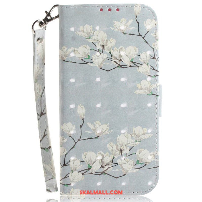 Fodral Xiaomi 12 / 12X Med Kedjar Strappy Vita Blommor