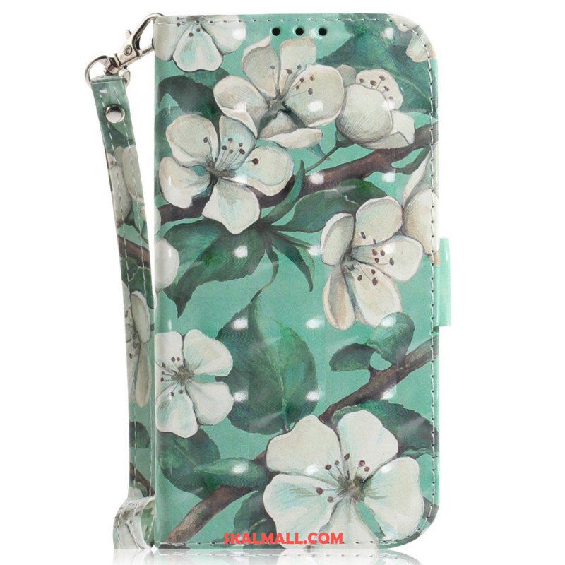 Fodral Xiaomi 12 / 12X Med Kedjar Strappy Vita Blommor