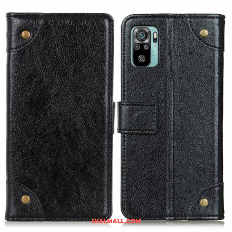 Fodral Xiaomi Redmi Note 10 / 10S Stil Nappa Läder Vintage Nitar