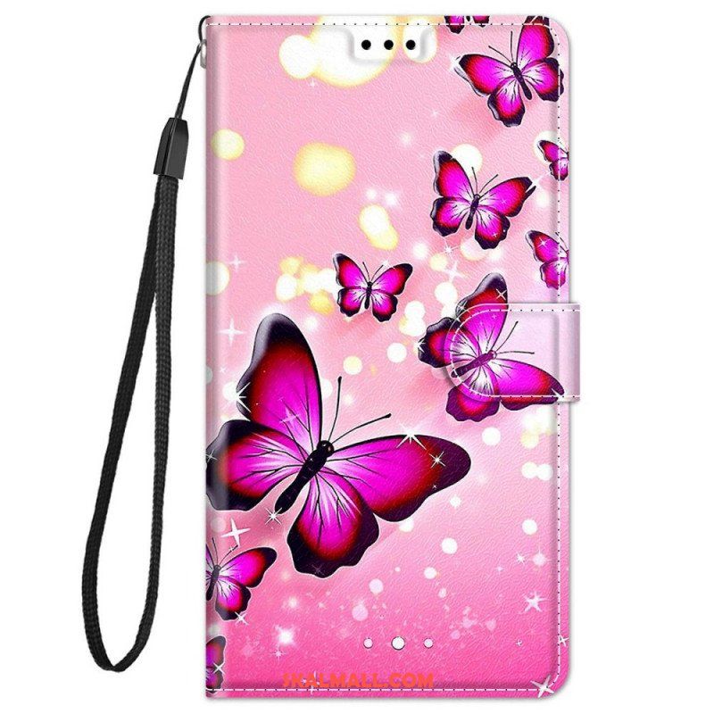 Fodral Xiaomi Redmi Note 11 Pro Plus 5G Med Kedjar Strap Butterflies Fan