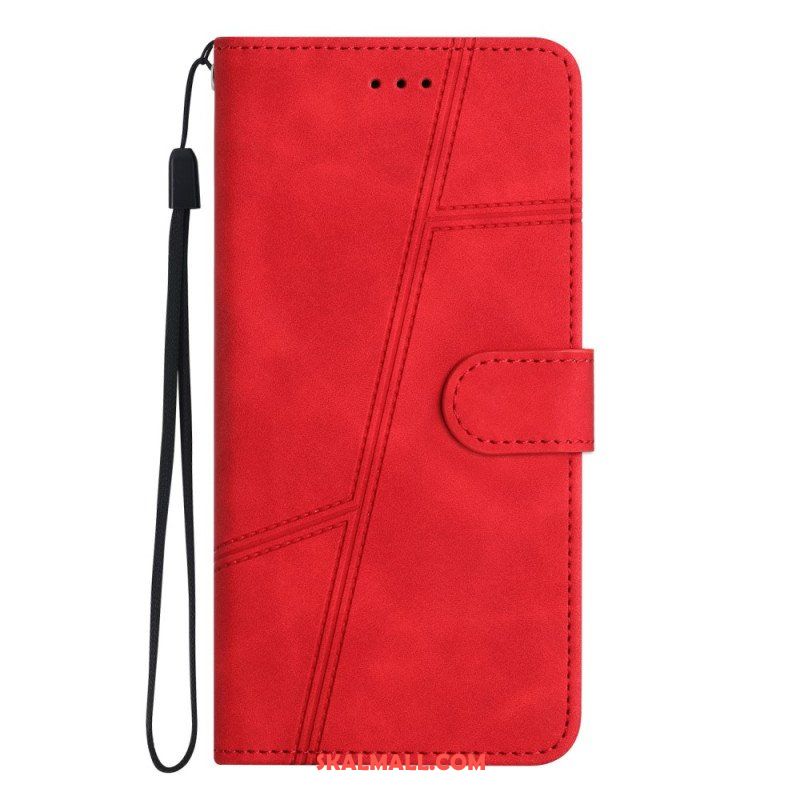 Fodral Xiaomi Redmi Note 12 5G Med Kedjar Strappy Geometrisk Läderstil
